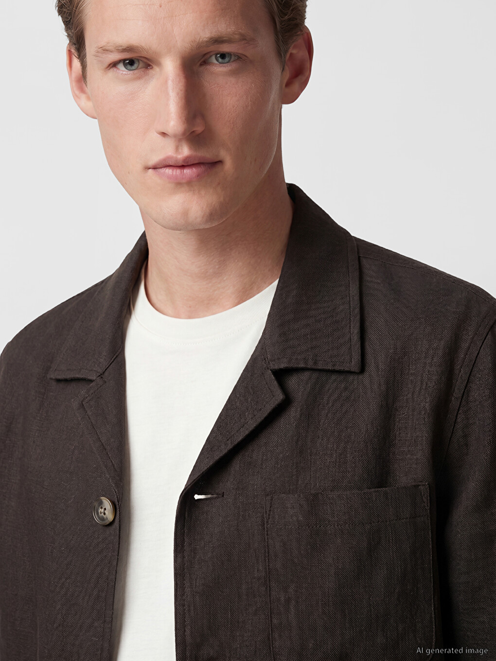 Kahverengi Regular Fit Erkek Keten Karışımlı Blazer Ceket-2