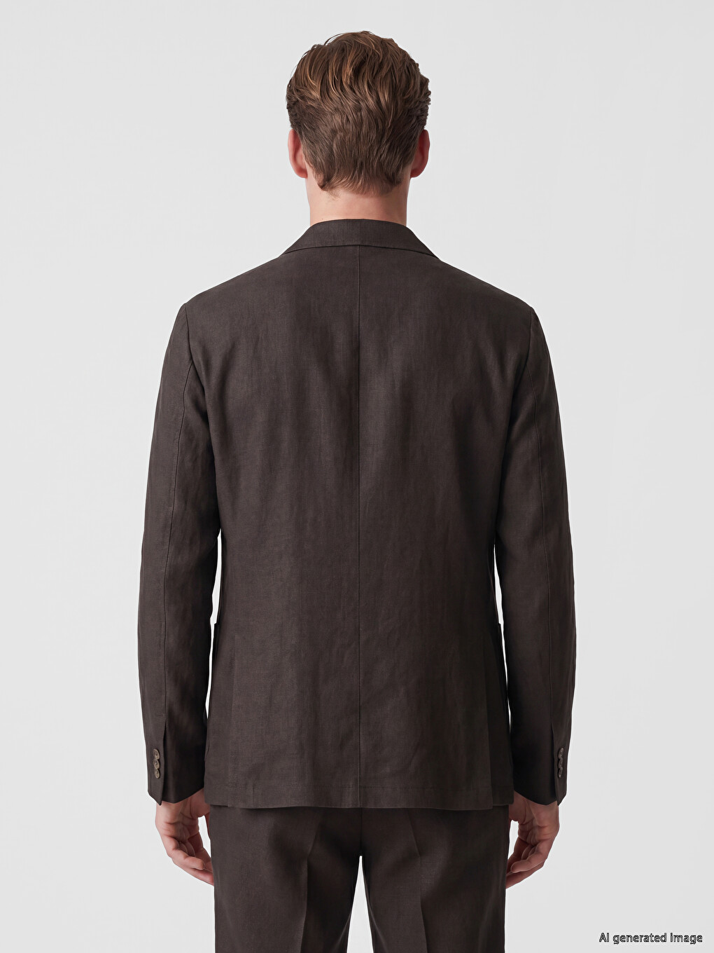 Kahverengi Regular Fit Erkek Keten Karışımlı Blazer Ceket-3