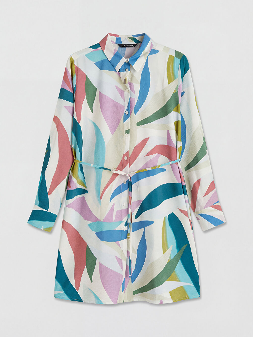 Patterned Women's Shirt Tunic with Sash-4