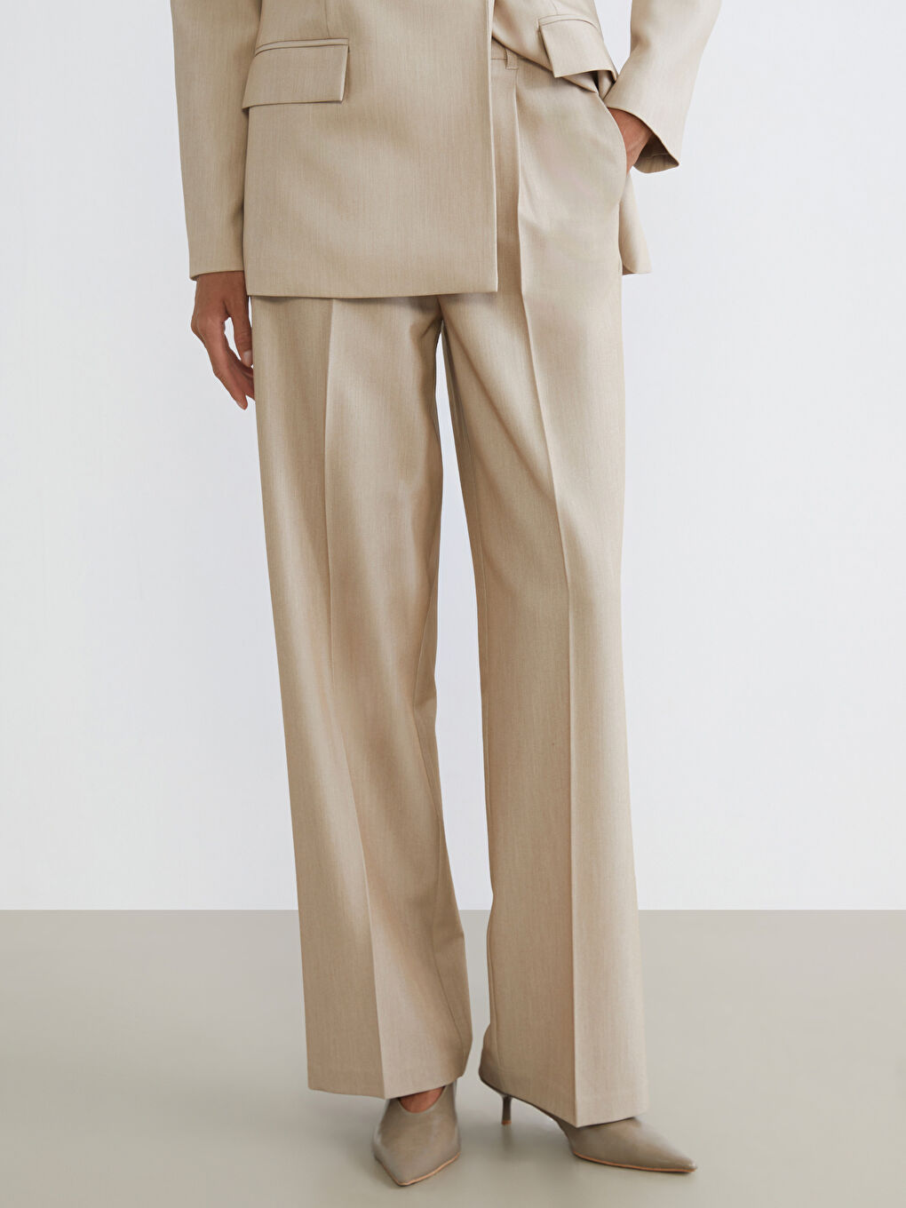 Pantalons de costume BEIGE Femme-1