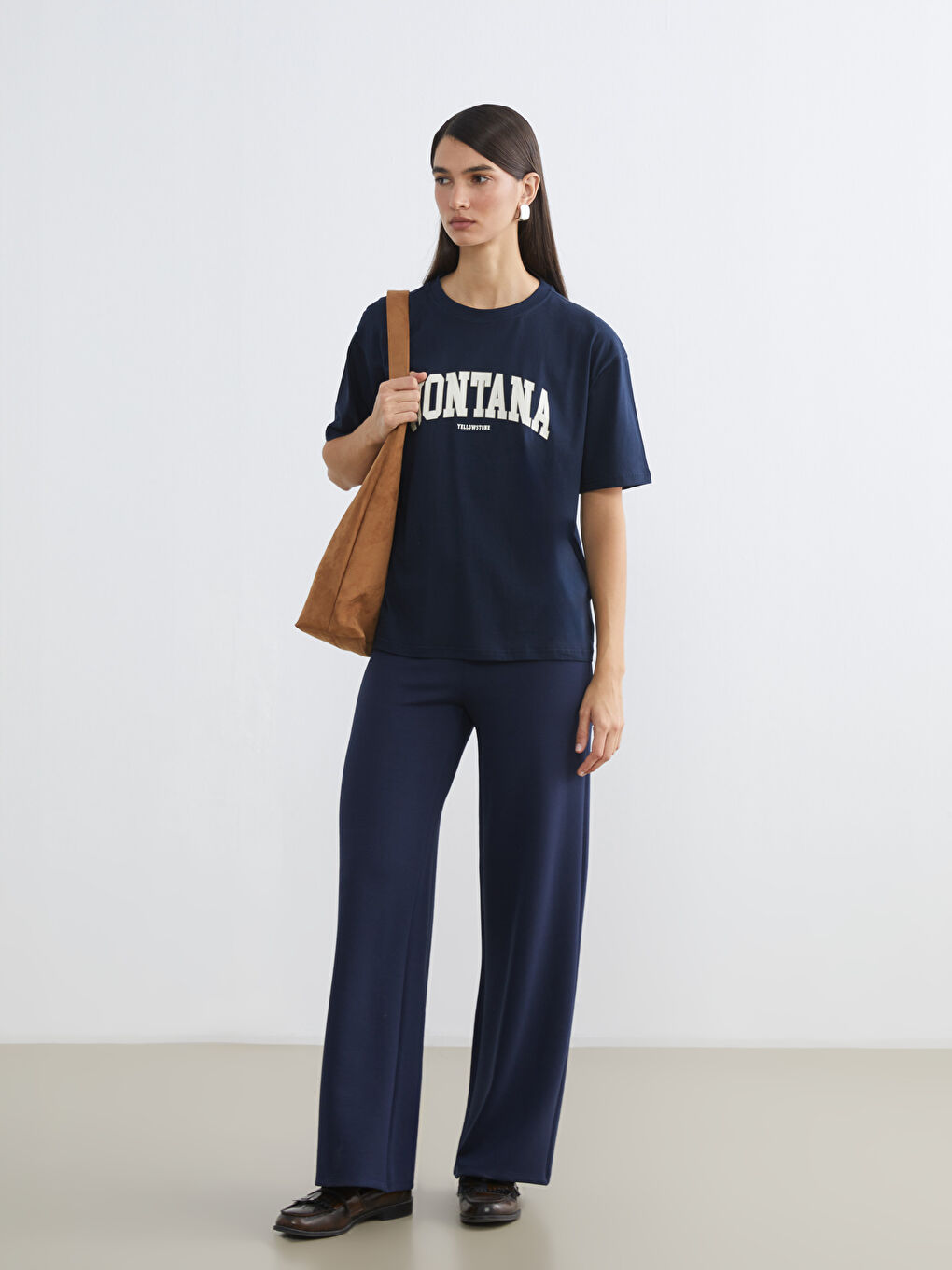 Lacivert Beli Lastikli Soft Touch Kadın Eşofman Altı