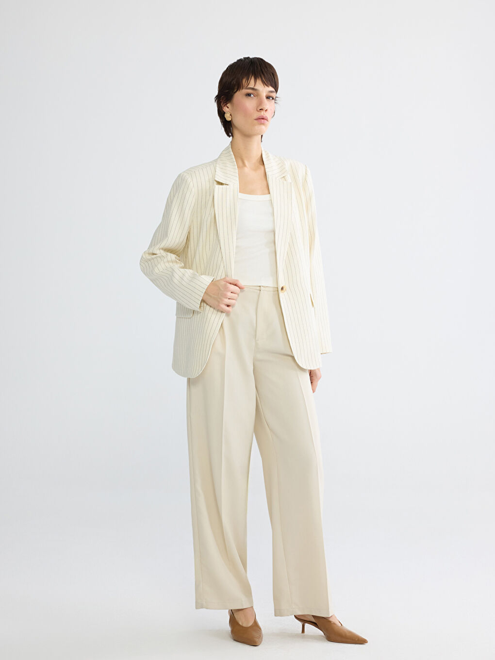 Женщины Коричневый Блейзер-1