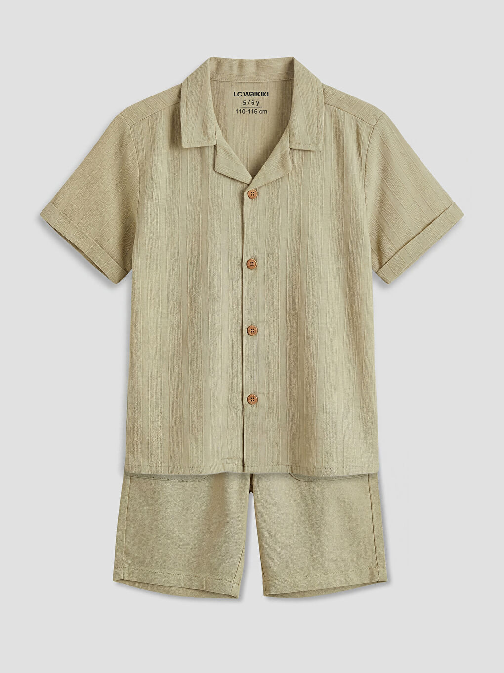 Yeşil Keten Karışımlı Erkek Çocuk Takım