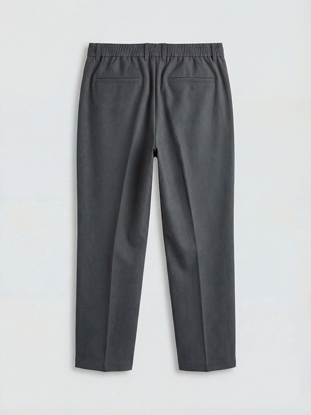 Gri Standart Kalıp Beli Lastikli Pileli Erkek Pantolon-5
