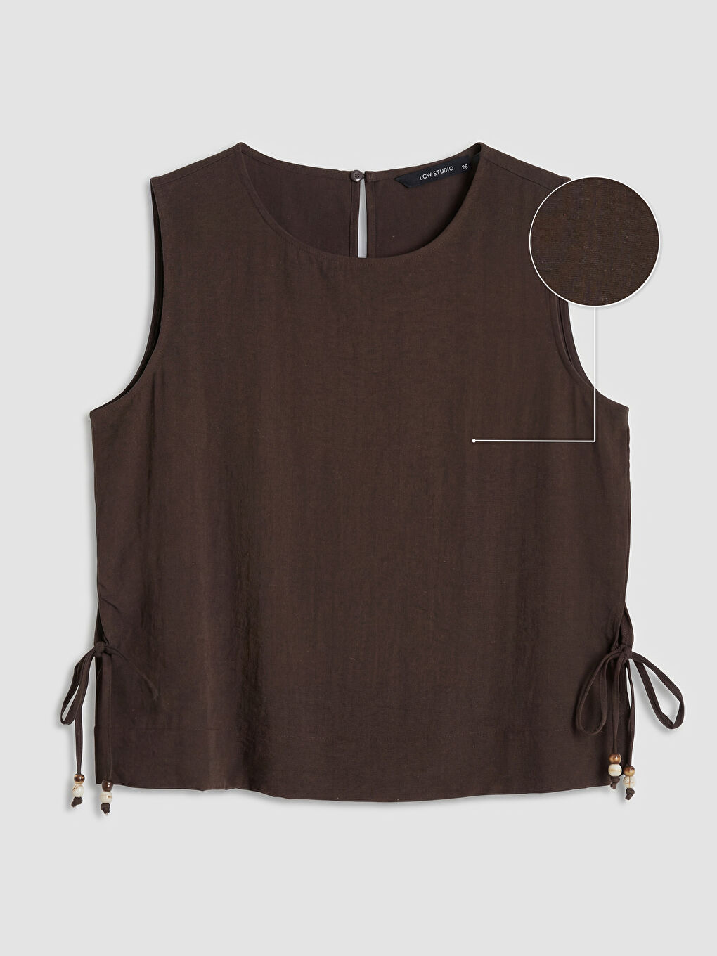 Crew Neck Linen Blend Women's Blouse-4