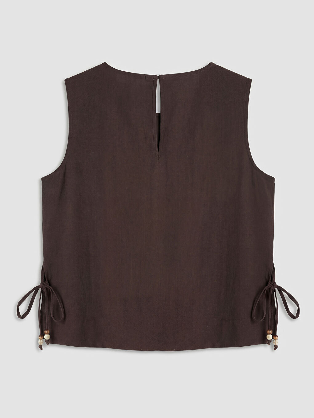 Crew Neck Linen Blend Women's Blouse-5