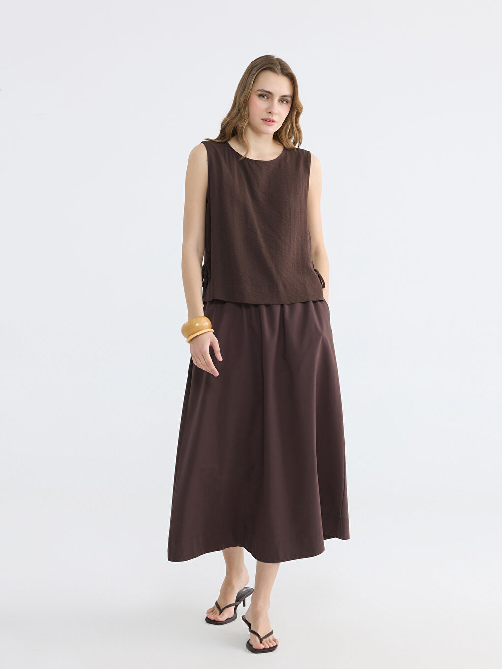 Crew Neck Linen Blend Women's Blouse-1