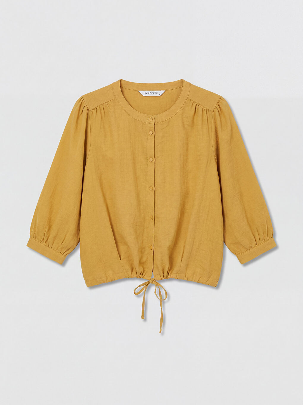 Crew Neck Linen Blend Women's Blouse-4