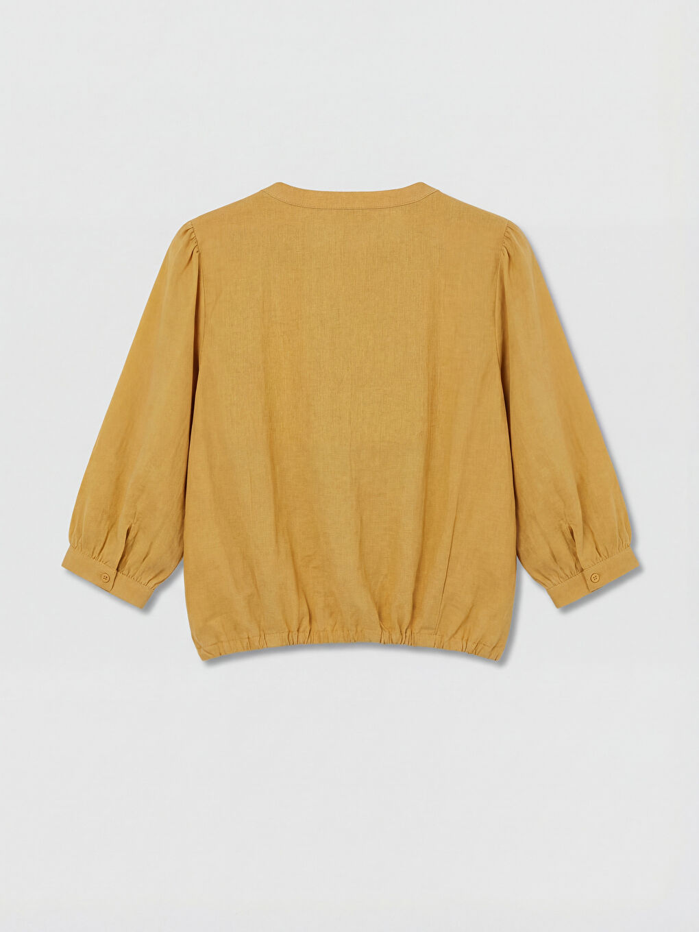 Crew Neck Linen Blend Women's Blouse-5