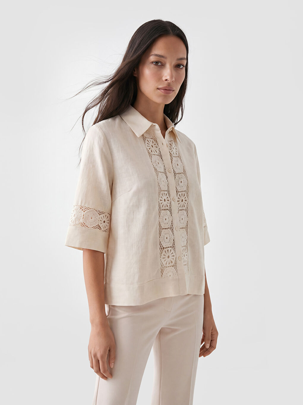Crochet Detailed Women's Shirt-1