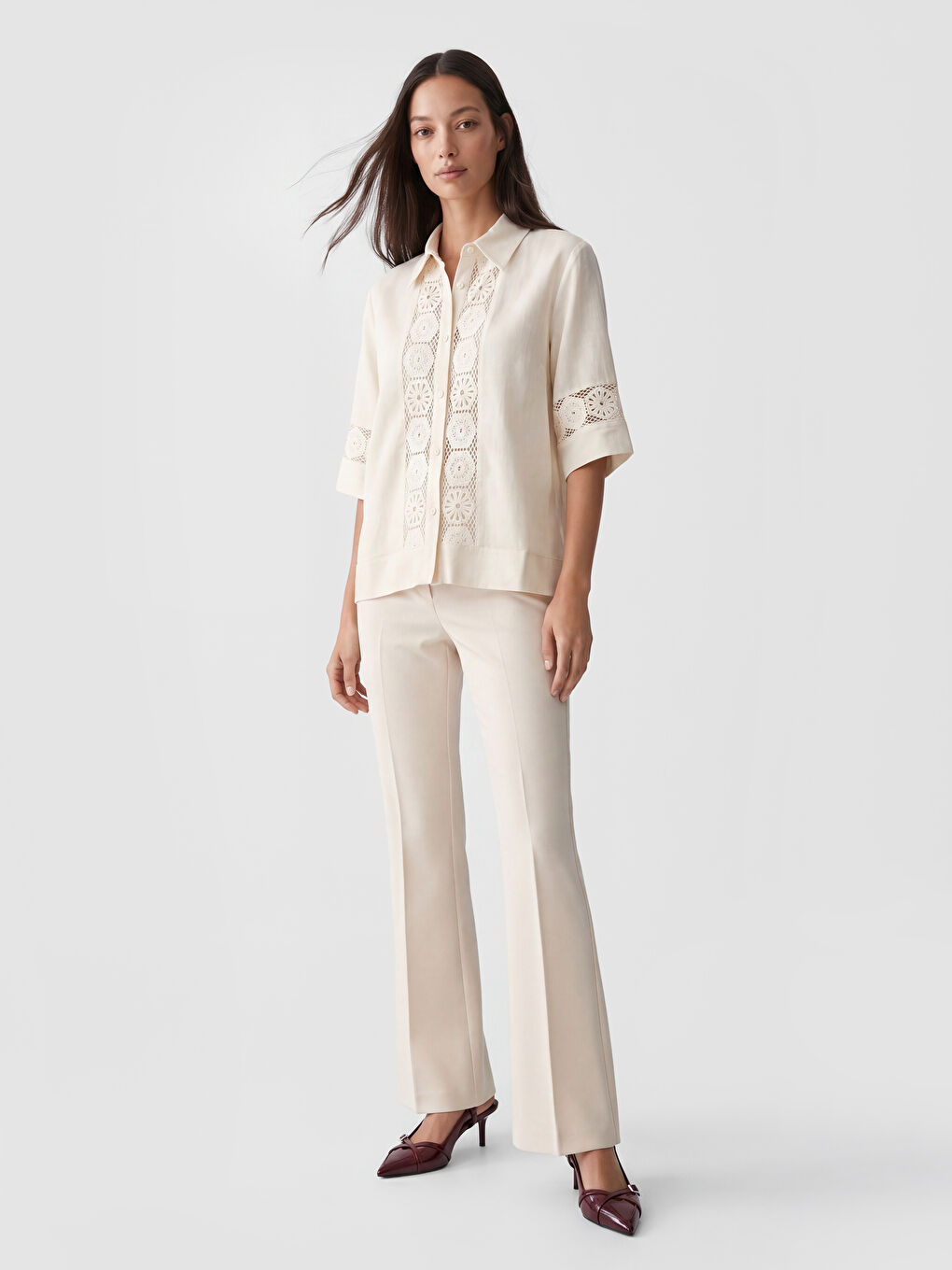 Crochet Detailed Women's Shirt-3