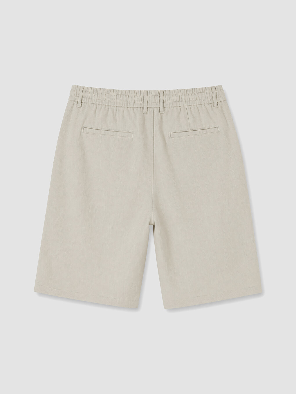 Bej Regular Fit Keten Görünümlü Erkek Şort-2