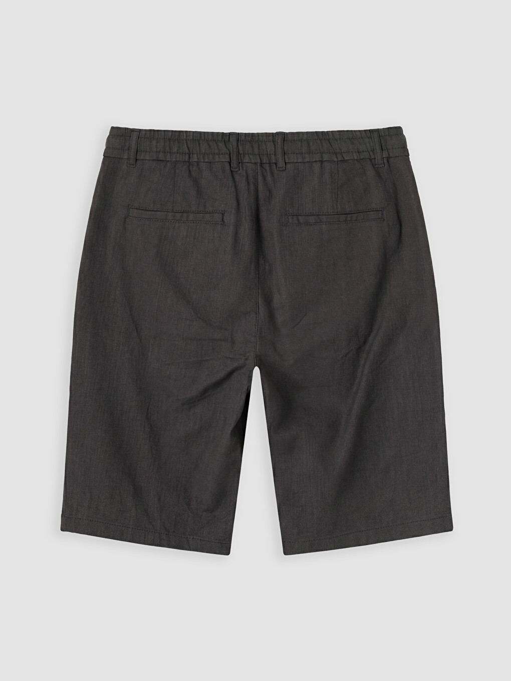 Gri Regular Fit Keten Görünümlü Erkek Şort-2