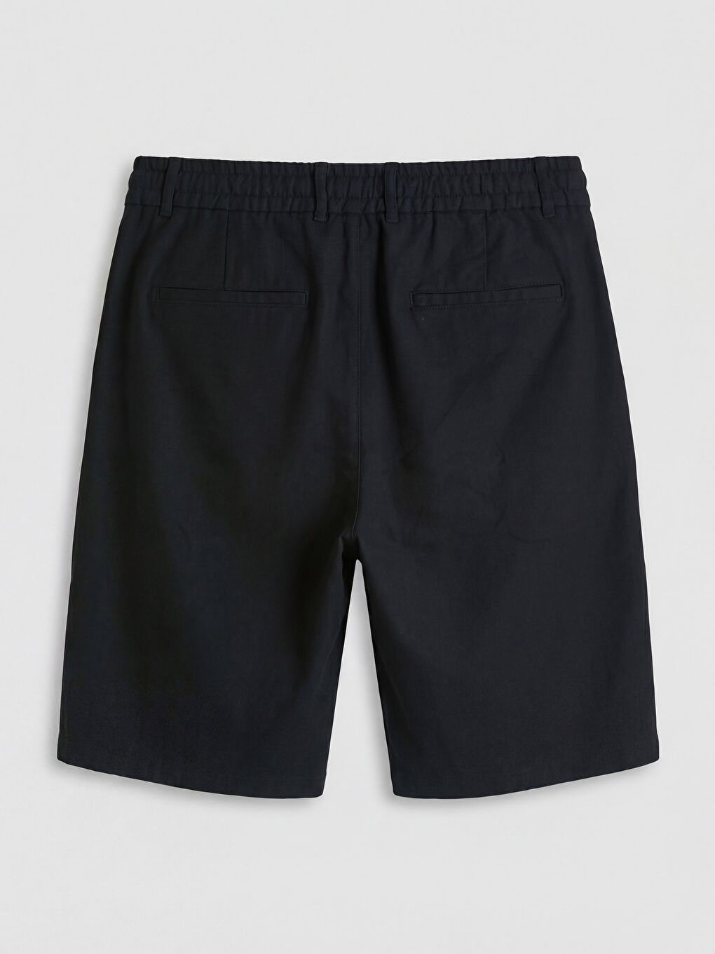 Siyah Standart Kalıp Keten Görünümlü Erkek Şort-1