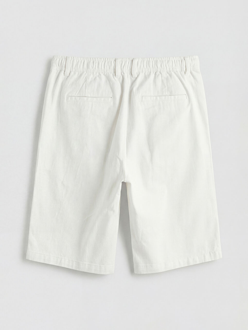 Ekru Standart Kalıp Keten Görünümlü Erkek Şort-4
