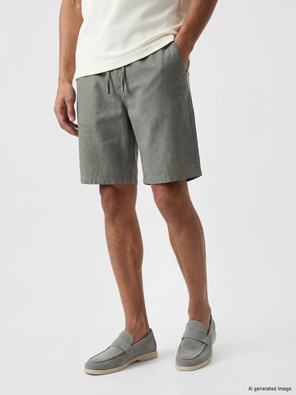 Regular Fit Linen-look Men's Shorts-2