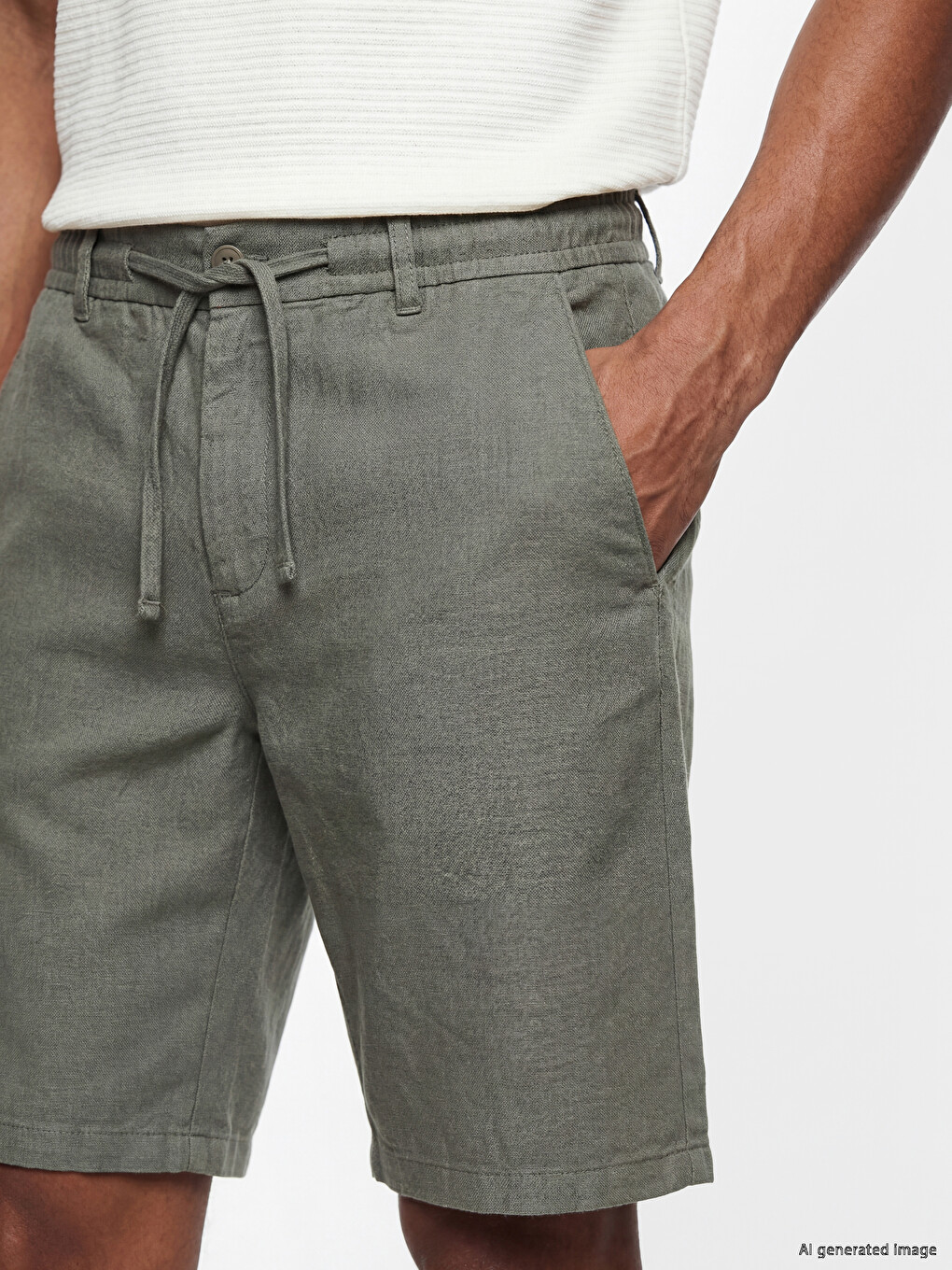 Regular Fit Linen-look Men's Shorts-3