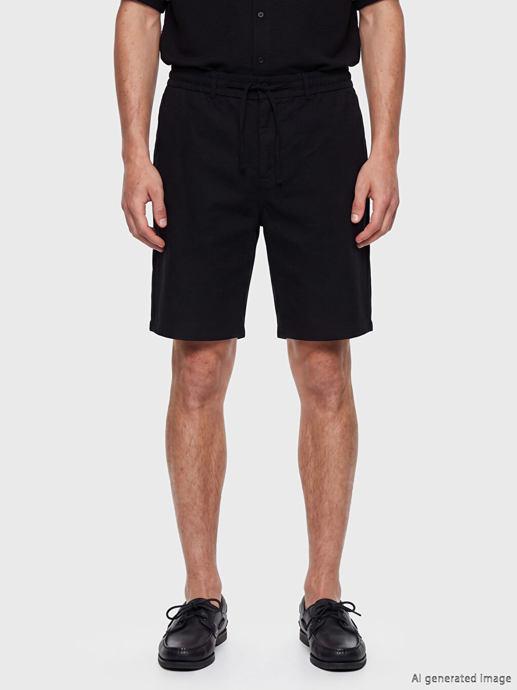 Standard Fit Linen Look Men's Shorts-1