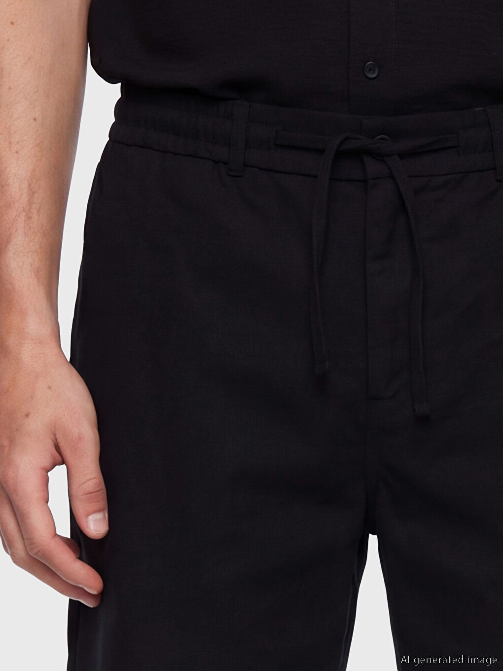 Standard Fit Linen Look Men's Shorts-2