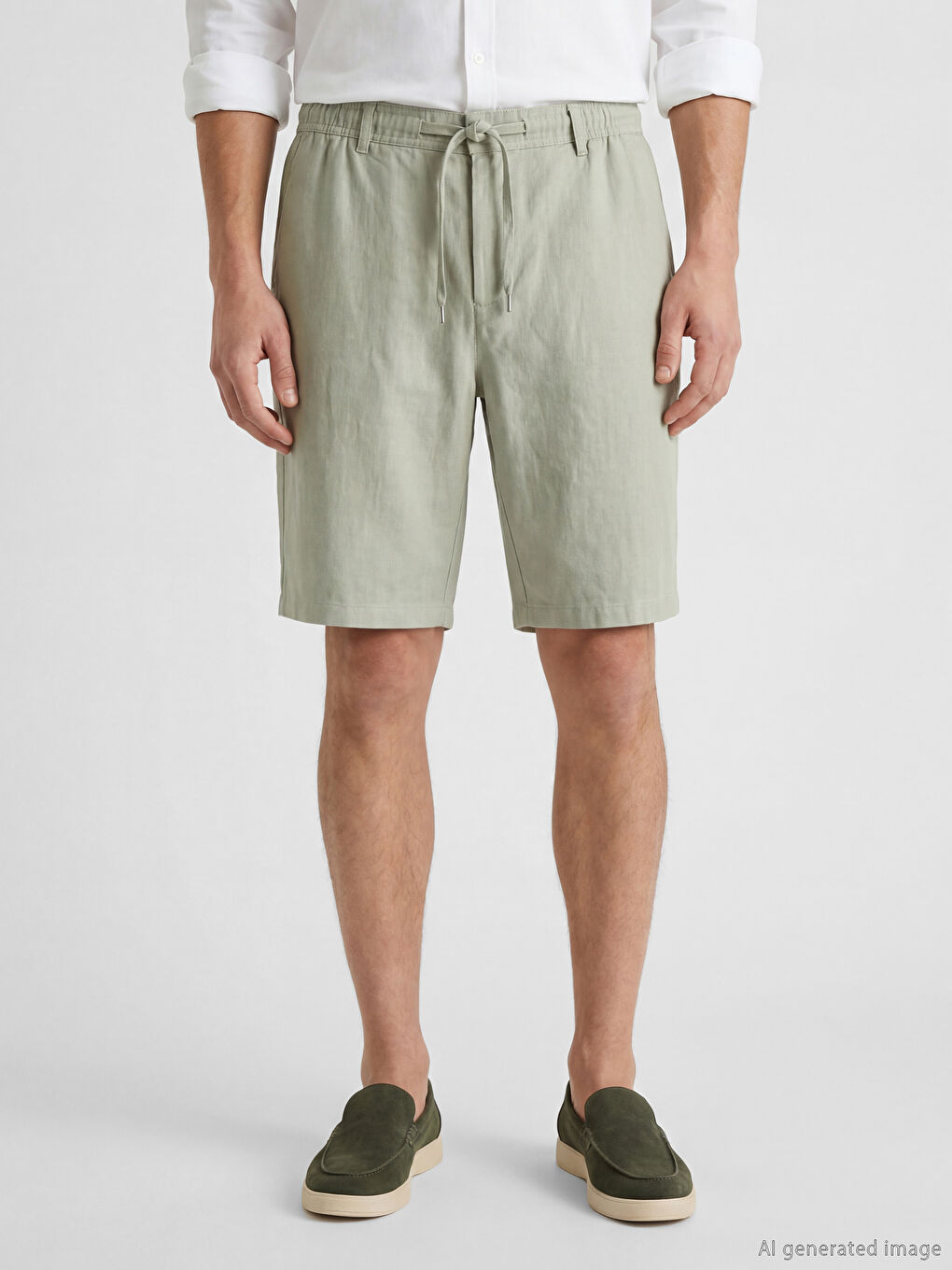 Мъжки шорти Regular Fit с ленена визия-1