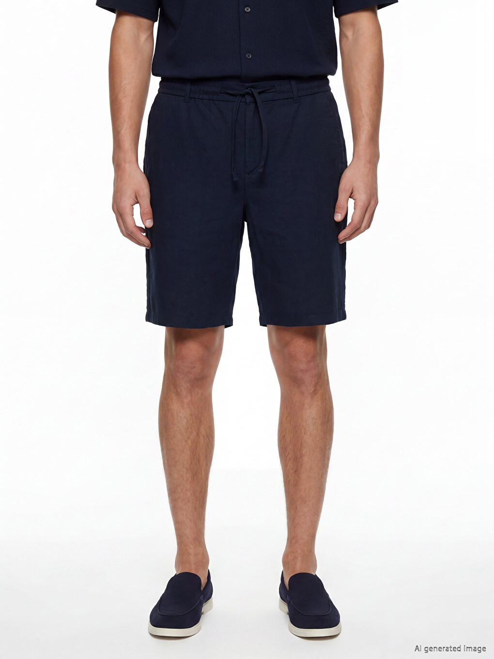 Regular Fit Linen-look Men's Shorts-1
