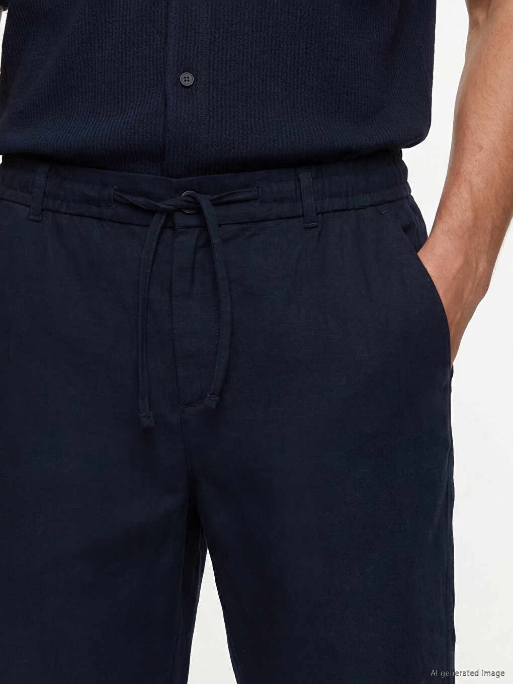 Regular Fit Linen-look Men's Shorts-2