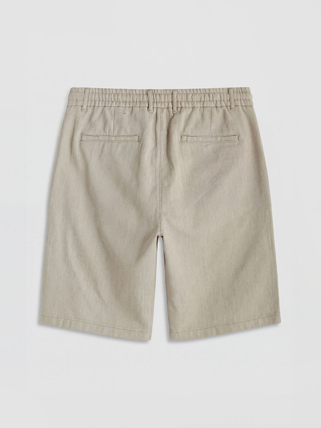 Bej Standart Kalıp Keten Görünümlü Erkek Şort-1