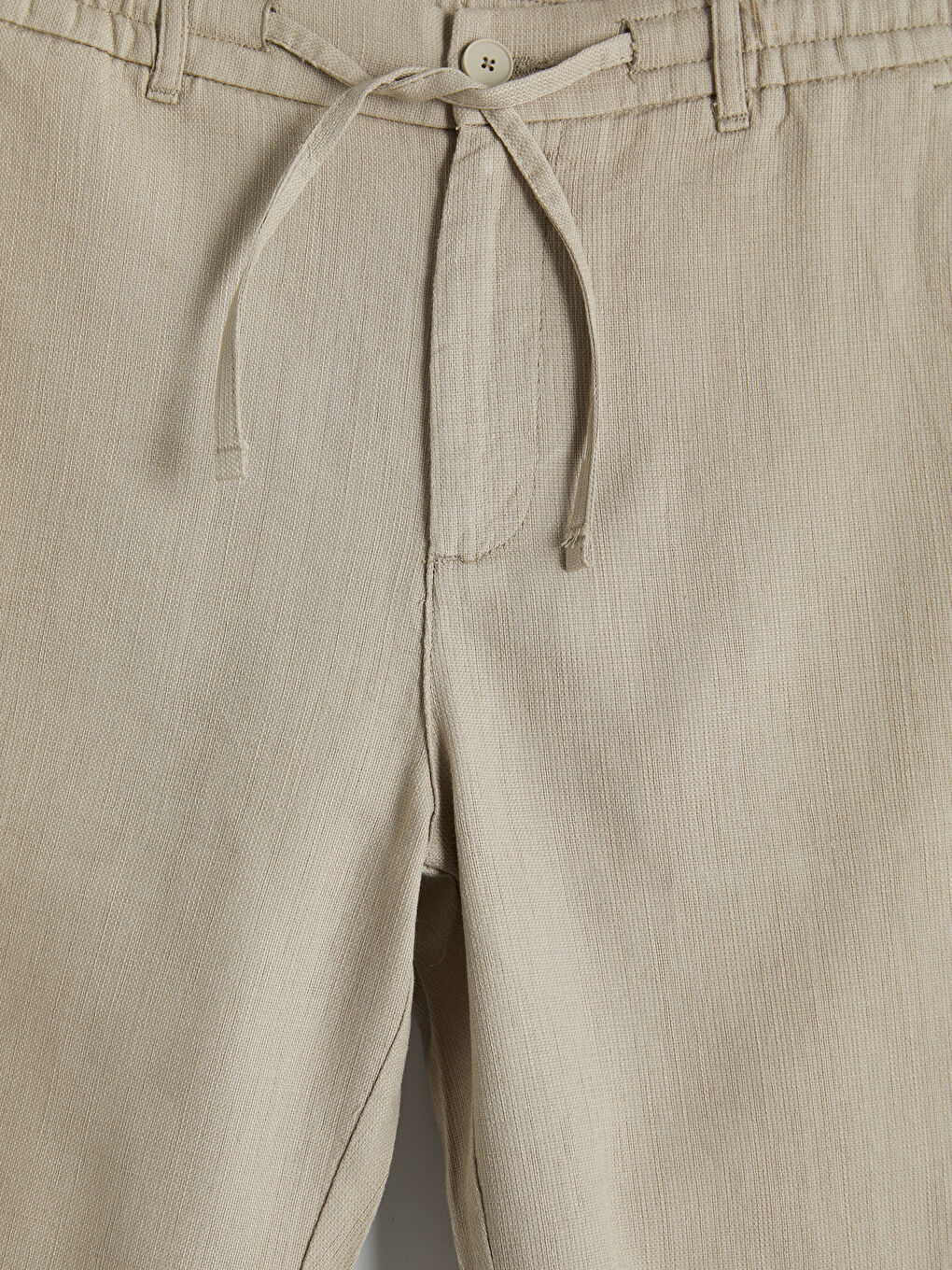 Bej Standart Kalıp Keten Görünümlü Erkek Şort-2