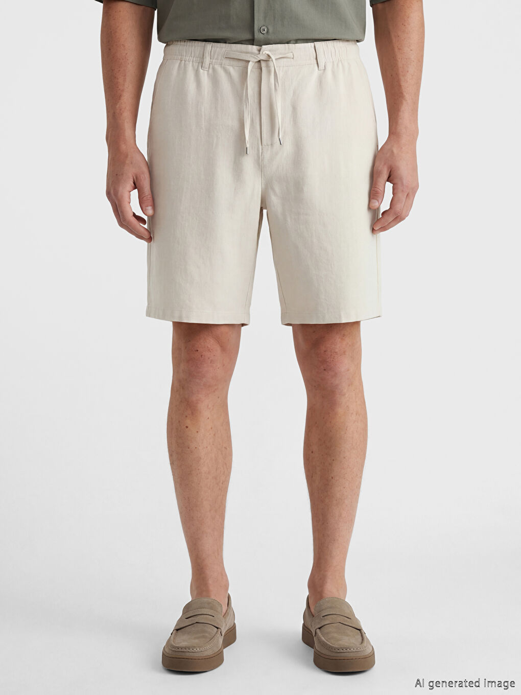 Мъжки шорти Regular Fit с ленена визия-1