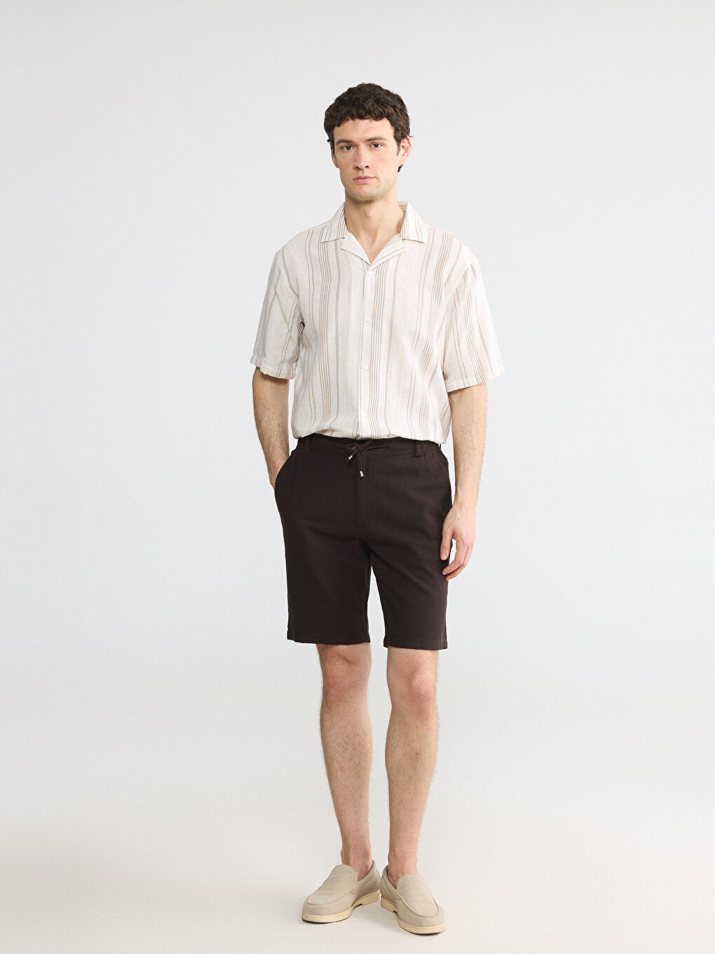 Regular Fit Linen-Look Men's Shorts