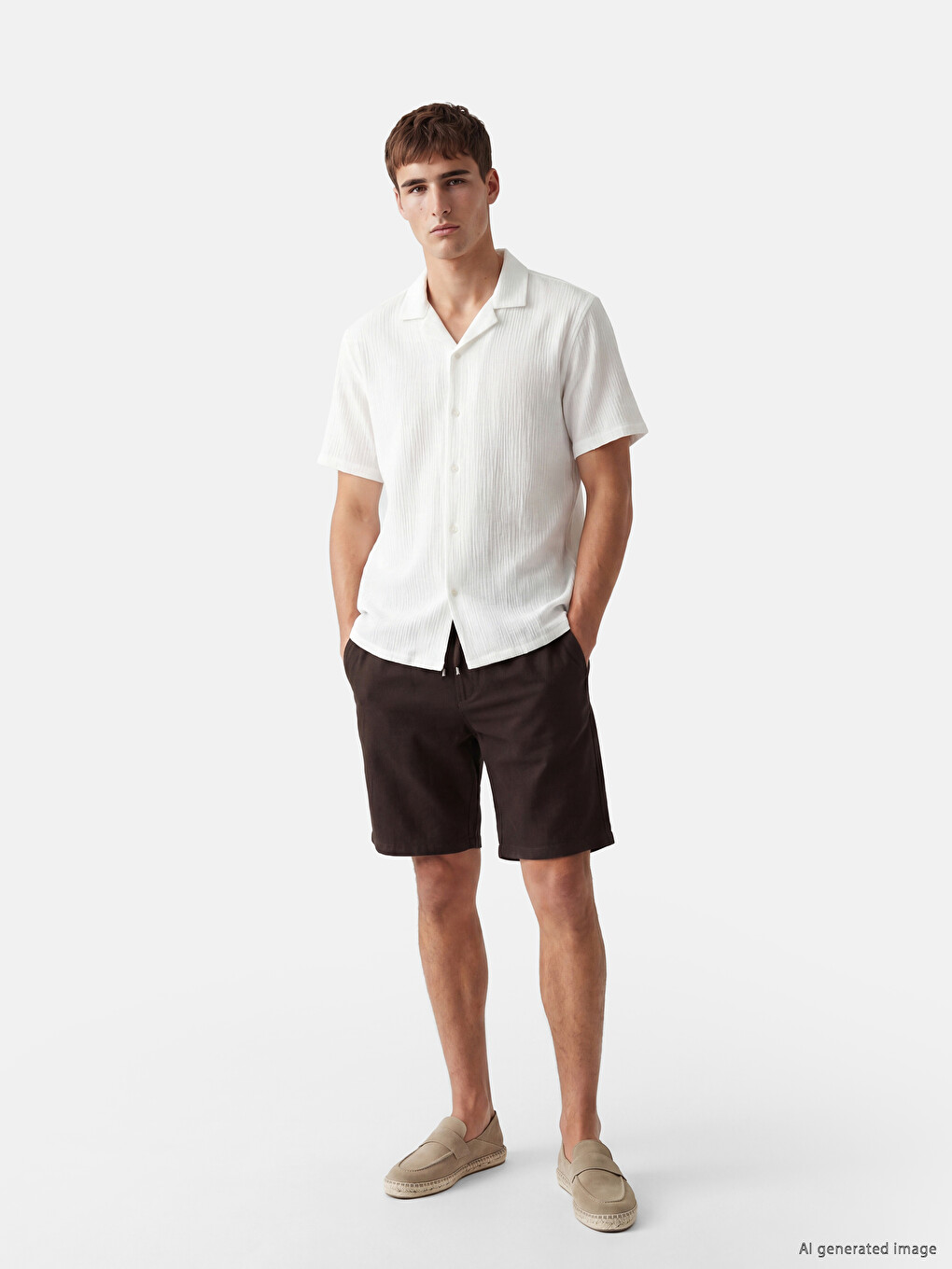 Regular Fit Linen-Look Men's Shorts-1