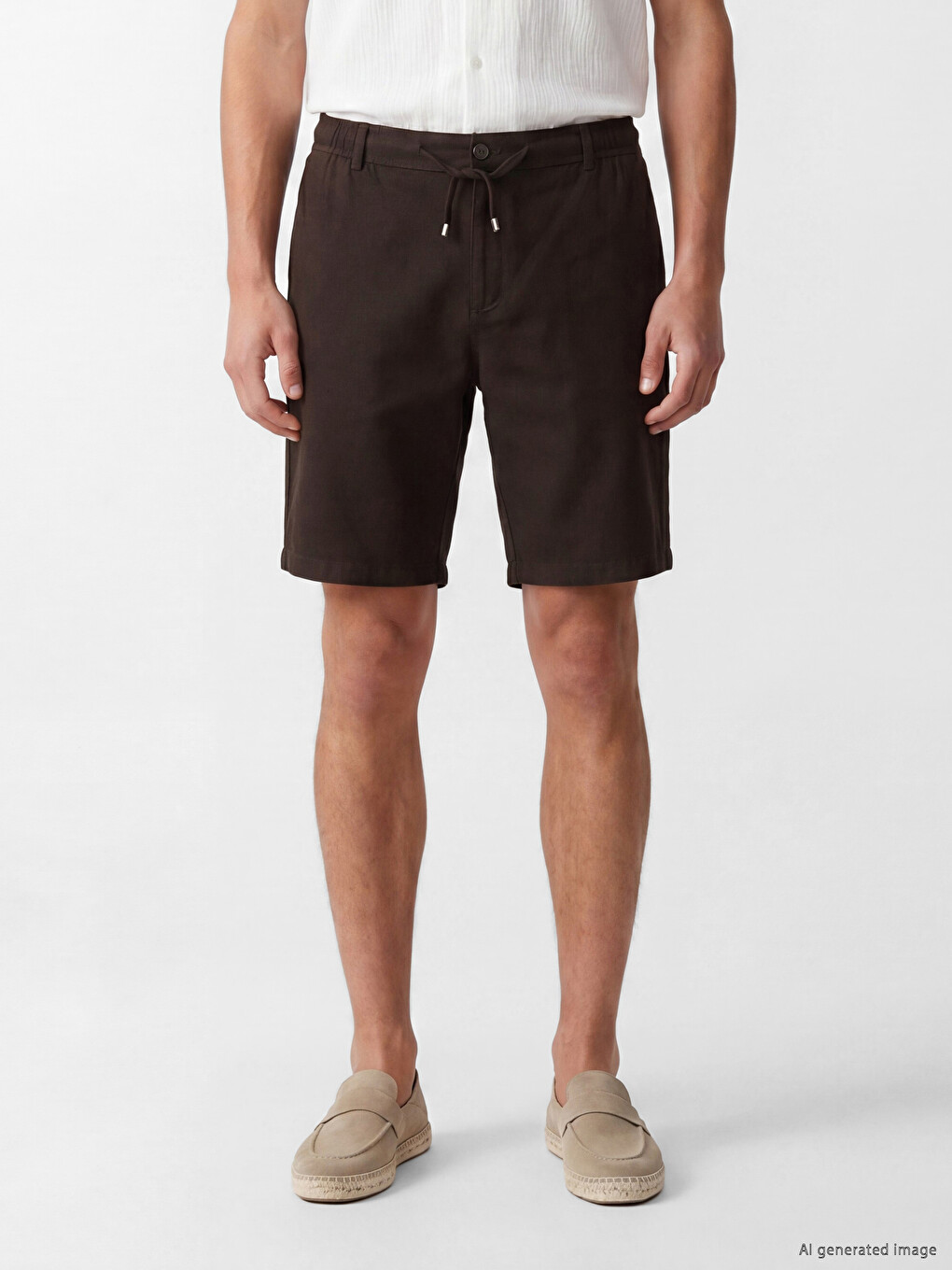 Regular Fit Linen-Look Men's Shorts-3