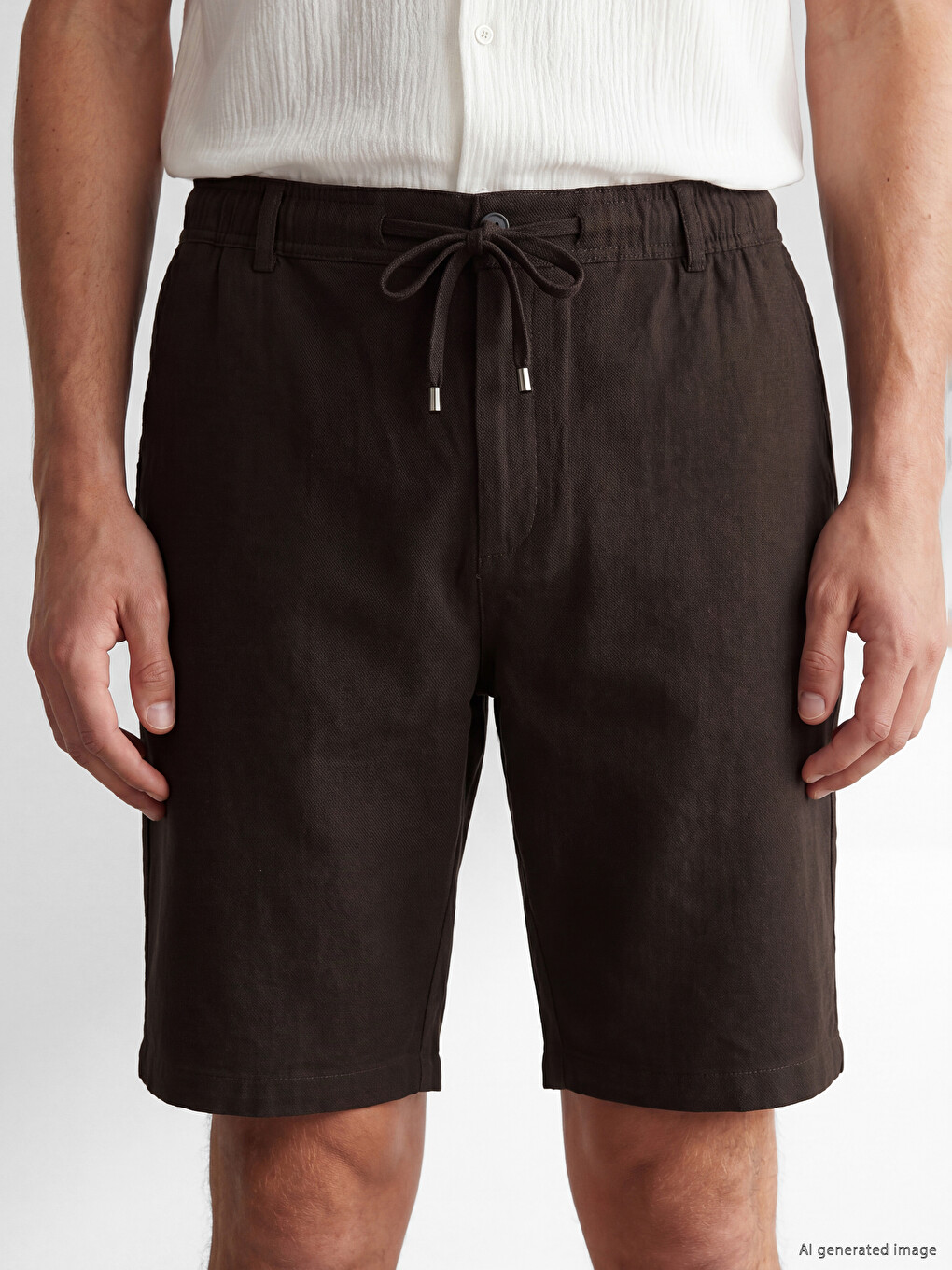 Regular Fit Linen-Look Men's Shorts-5