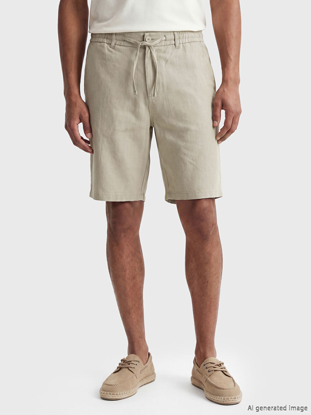 Standard Fit Linen Look Men's Shorts-1