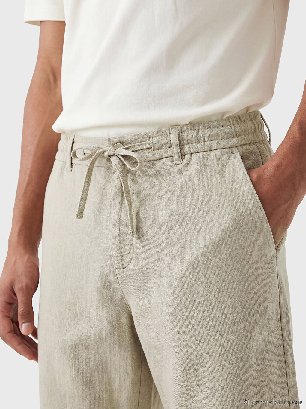 Standard Fit Linen Look Men's Shorts-2