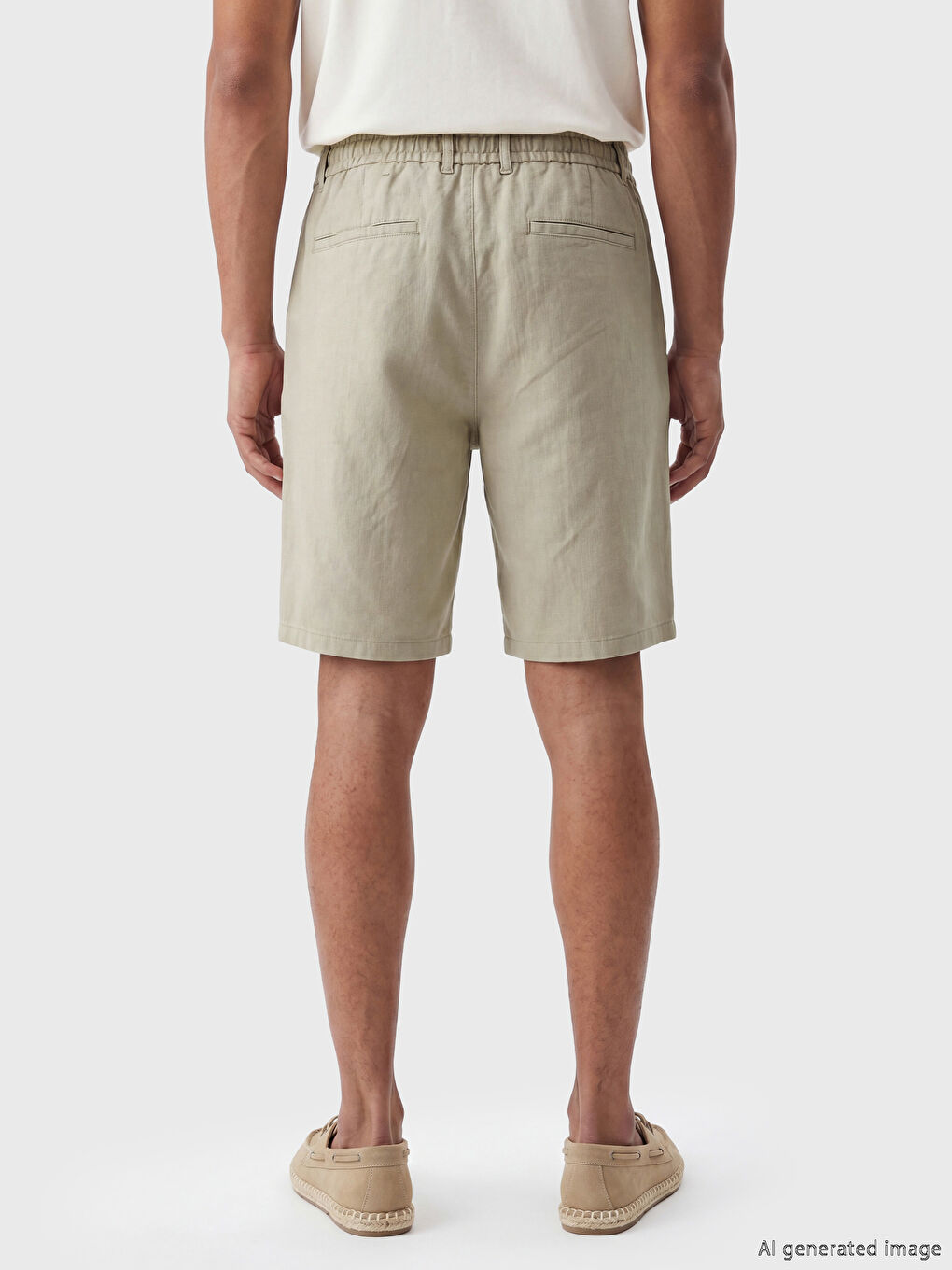 Standard Fit Linen Look Men's Shorts-3