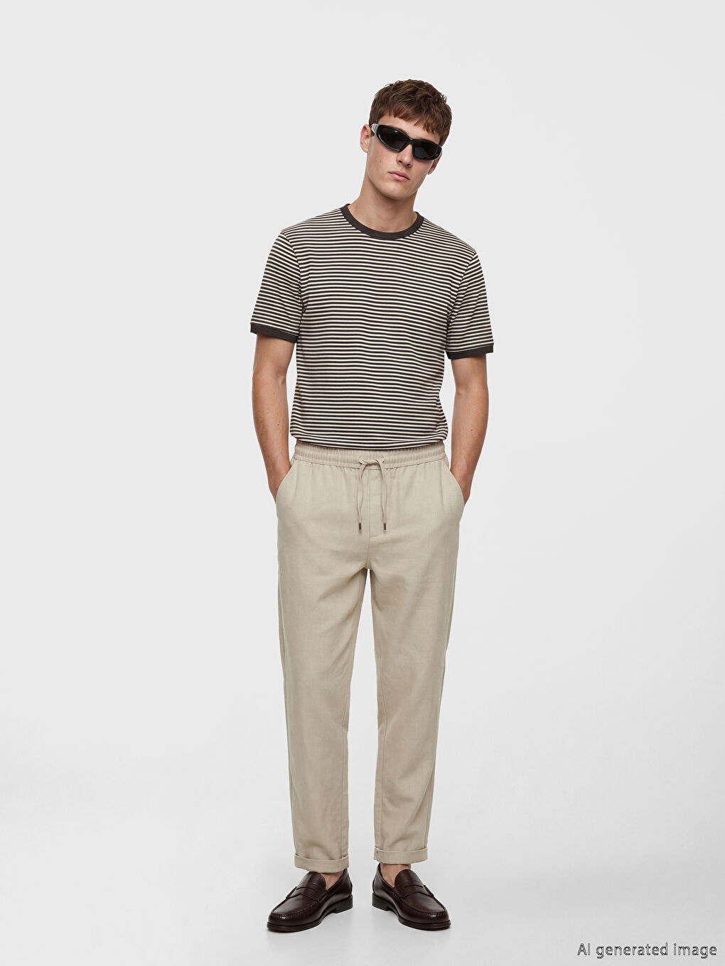 Regular Fit Dobby Fabric Men's Trousers