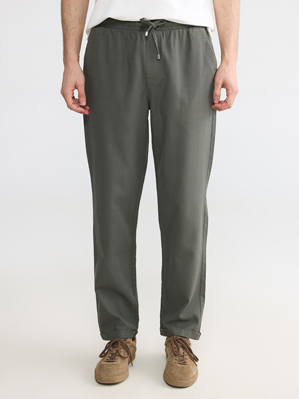 Standard Fit Dobby Men's Trousers-1