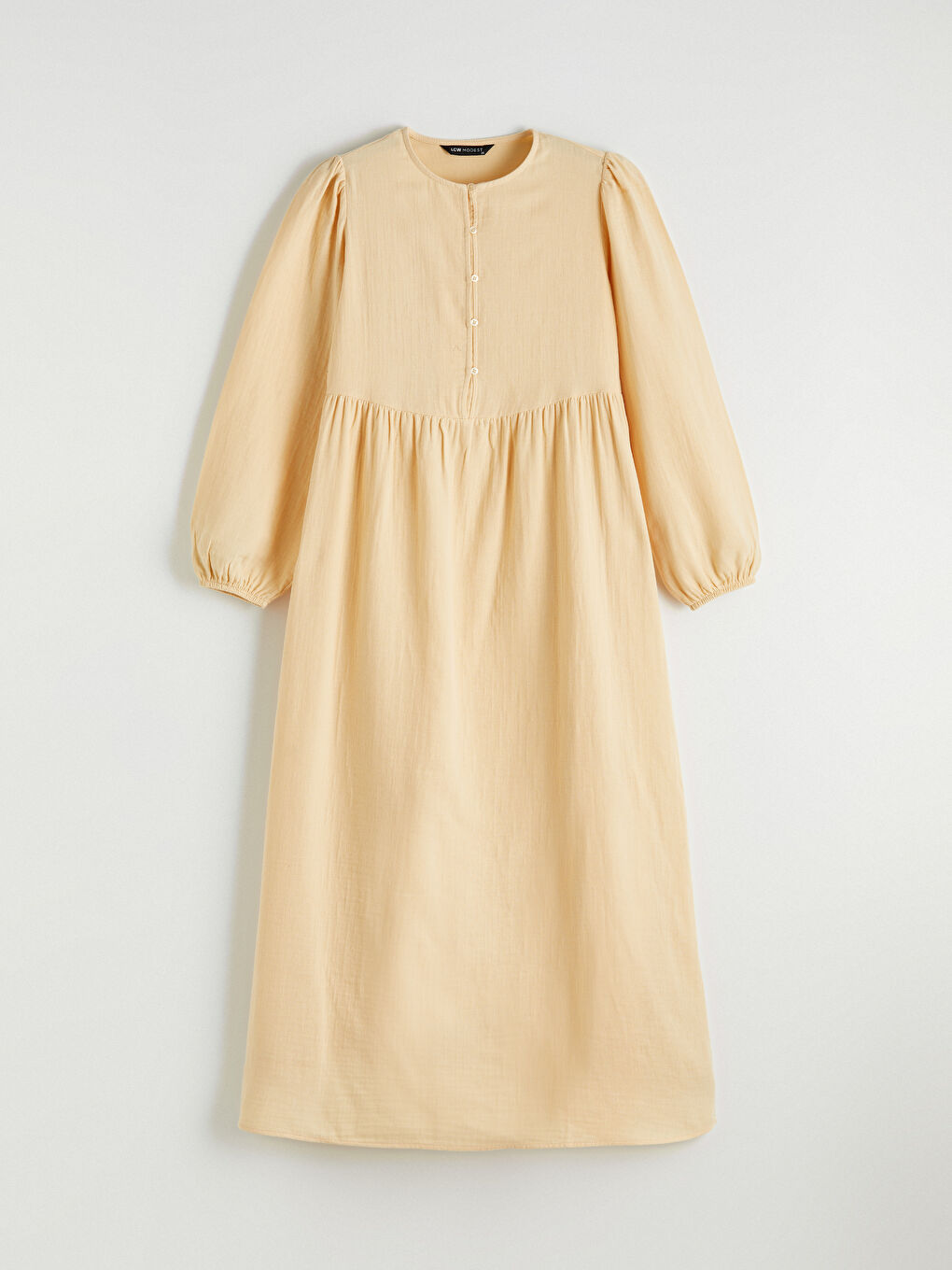 Sarı Bisiklet Yaka Müslin Kadın Elbise