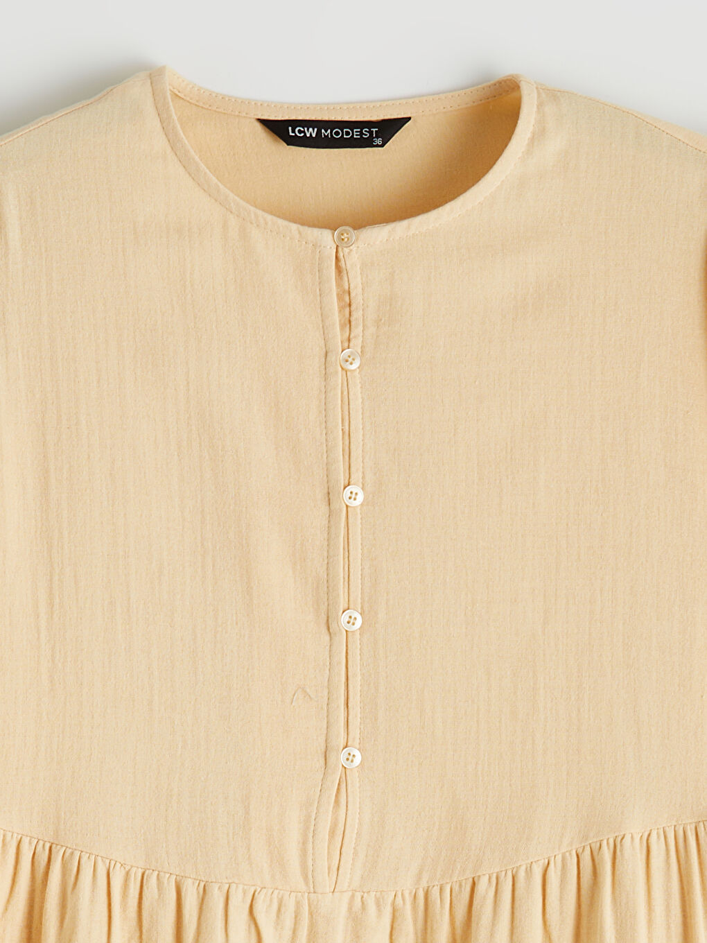 Sarı Bisiklet Yaka Müslin Kadın Elbise-1