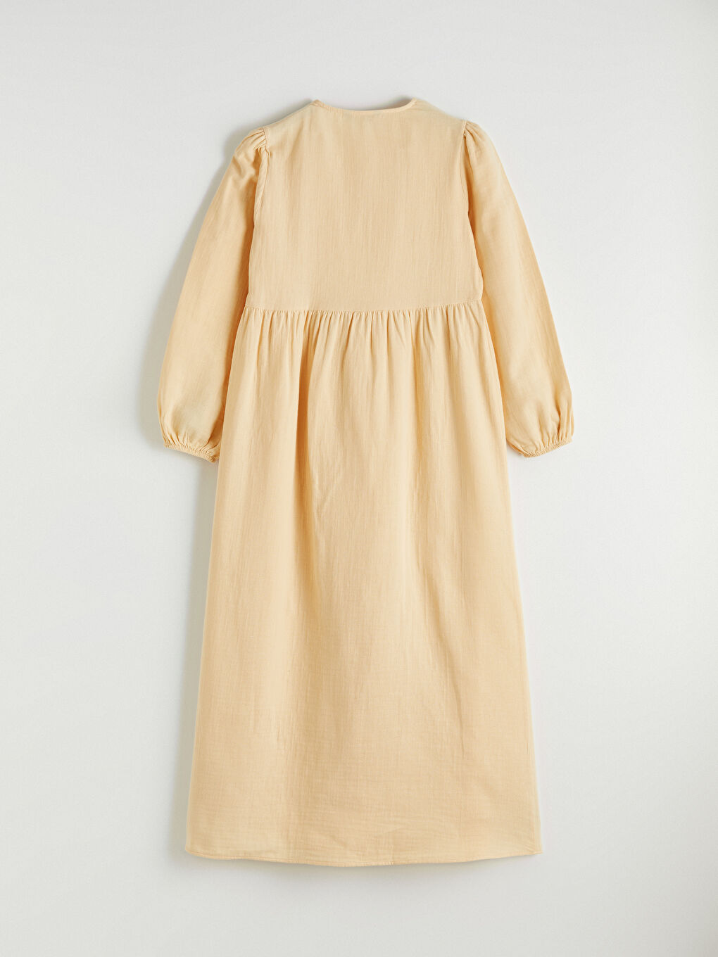 Sarı Bisiklet Yaka Müslin Kadın Elbise-2