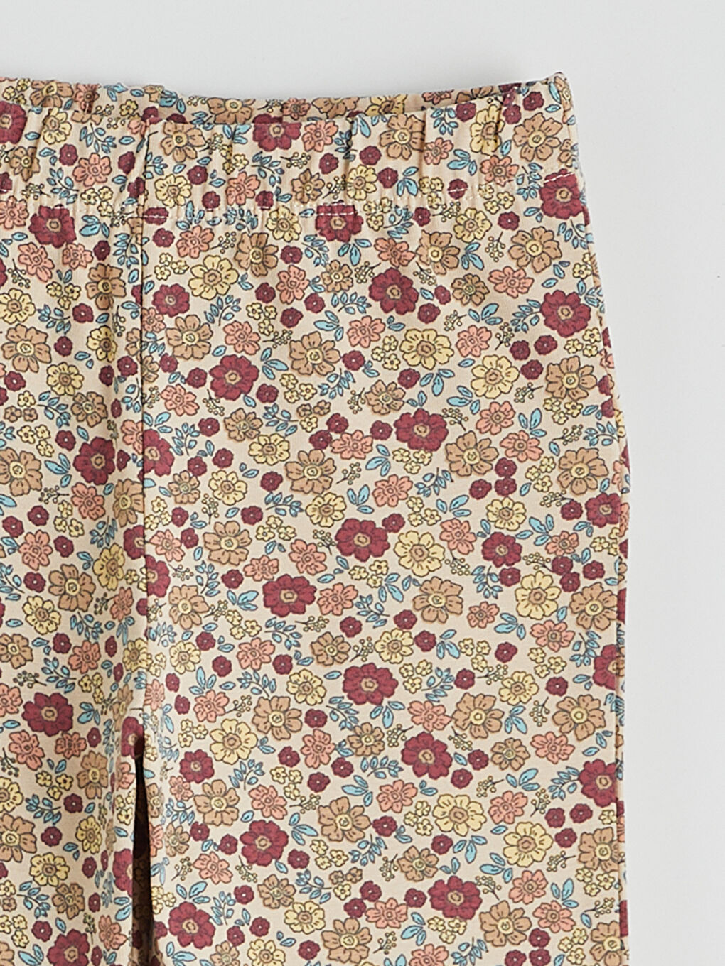 Bej Çiçek Desenli İspanyol Paça Kız Çocuk Tayt-2
