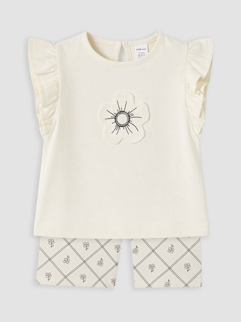 Flower Embroidered Baby Girls' T-shirt And Shorts Set