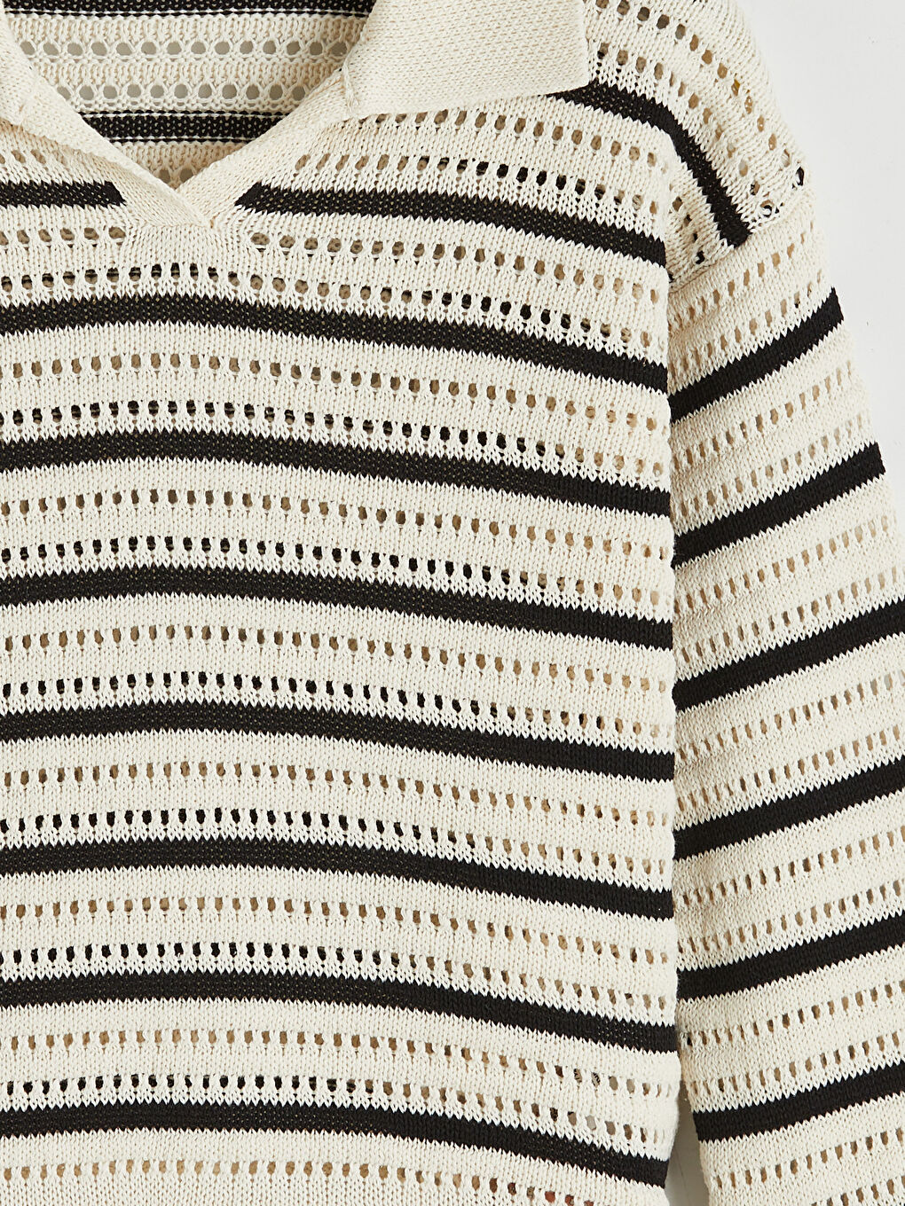 Ekru Polo Yaka Kız Çocuk Triko Kazak-2