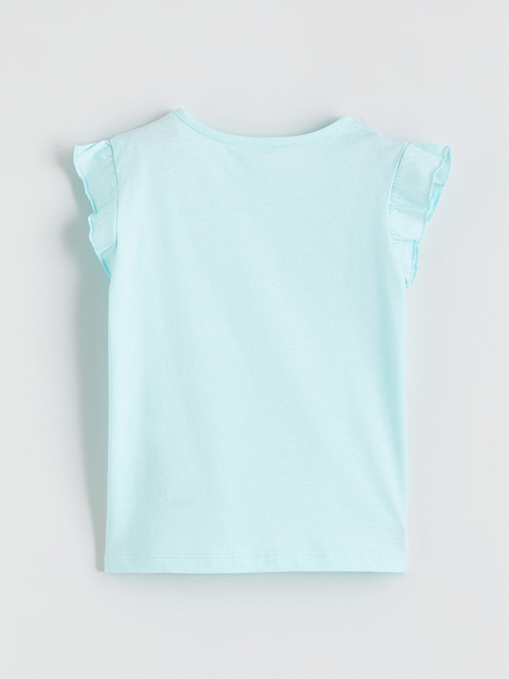 Turkuaz Bisiklet Yaka Kız Çocuk Tişört-1