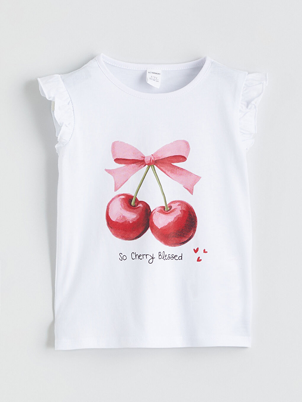 Beyaz Bisiklet Yaka Kız Çocuk Tişört