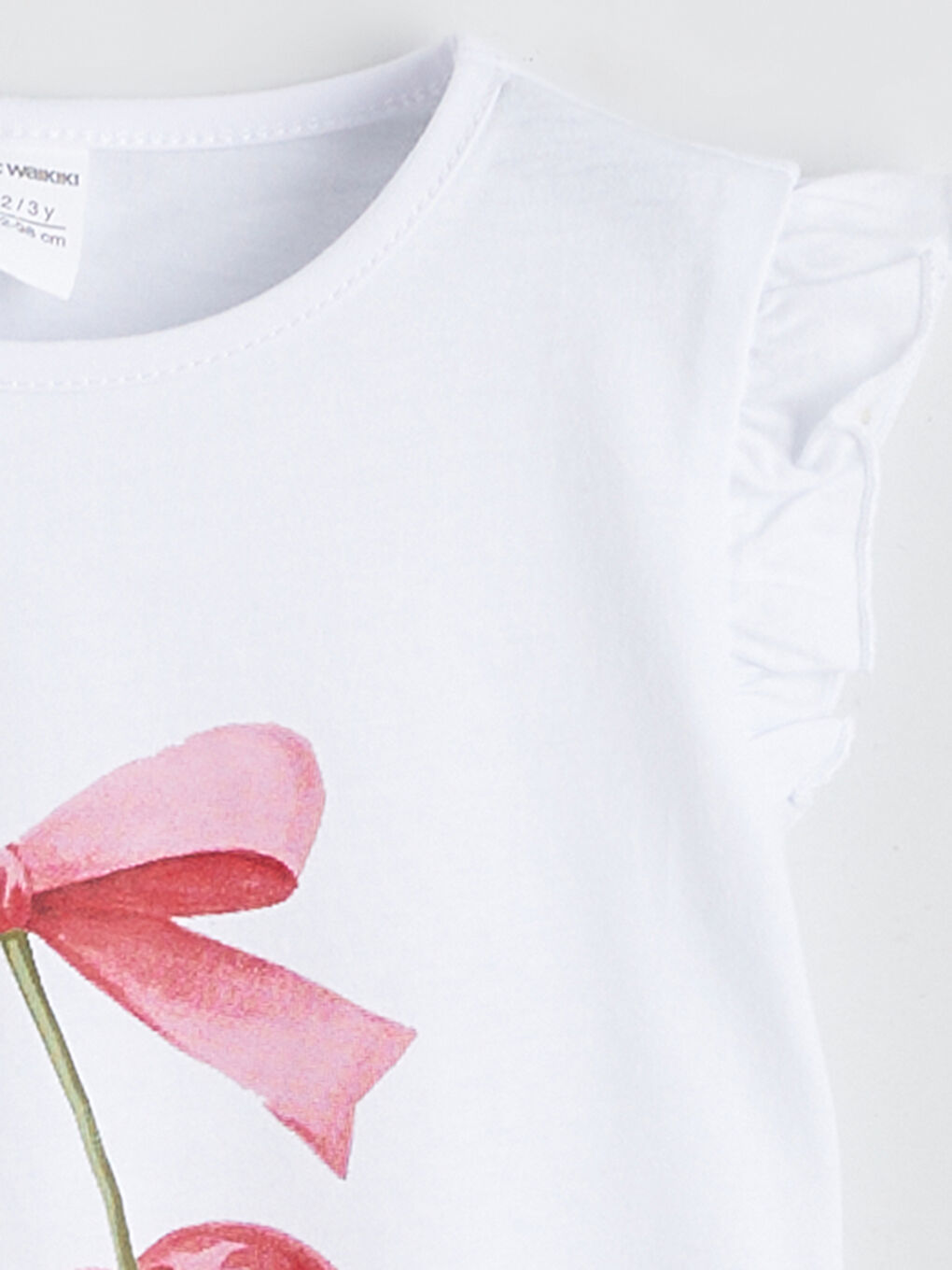 Beyaz Bisiklet Yaka Kız Çocuk Tişört-2