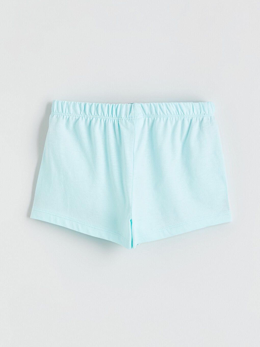 Turkuaz Bisiklet Yaka Baskılı Kız Çocuk Tişört ve Şort-6