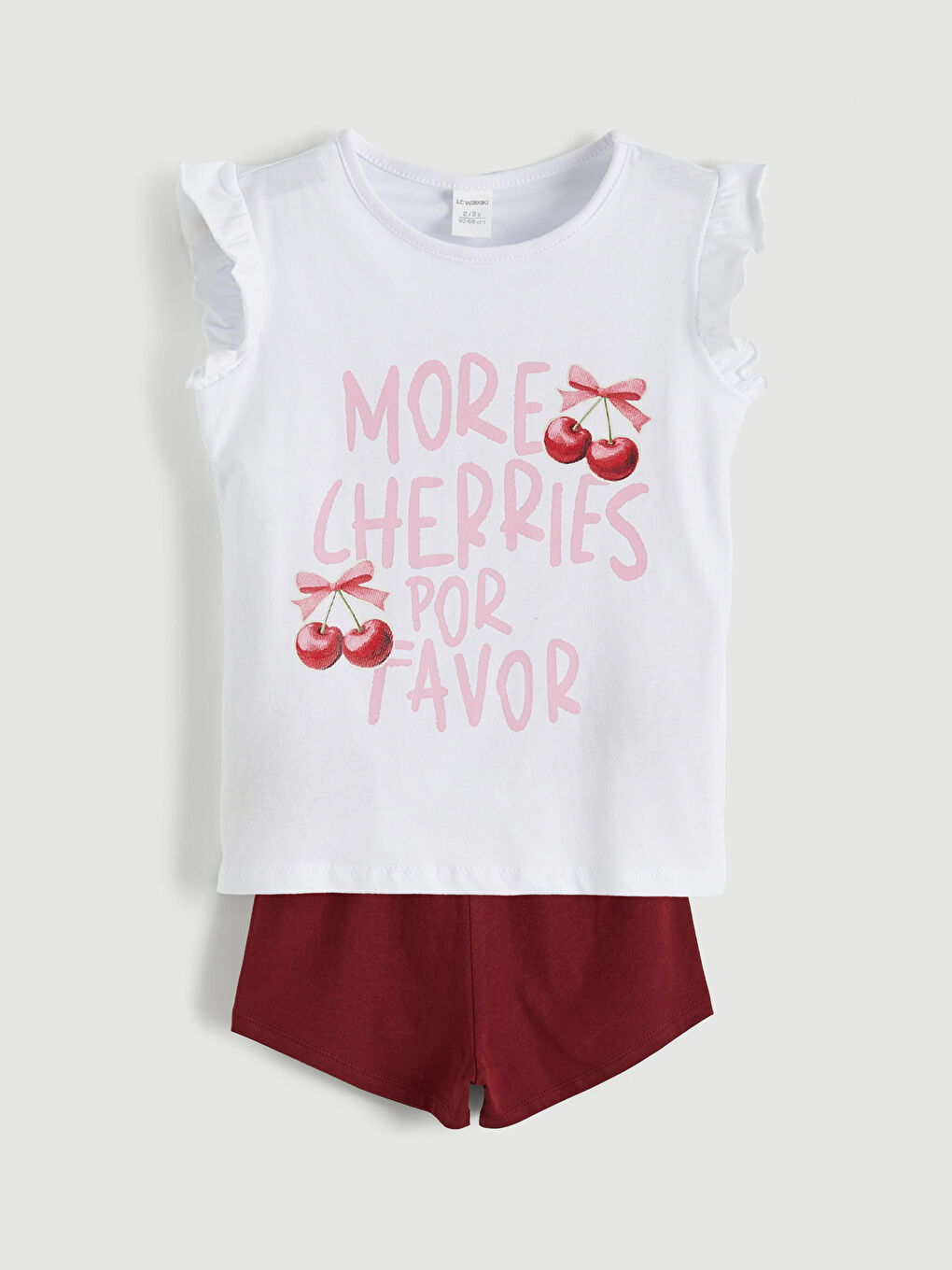 Beyaz Bisiklet Yaka Baskılı Kız Çocuk Tişört ve Şort