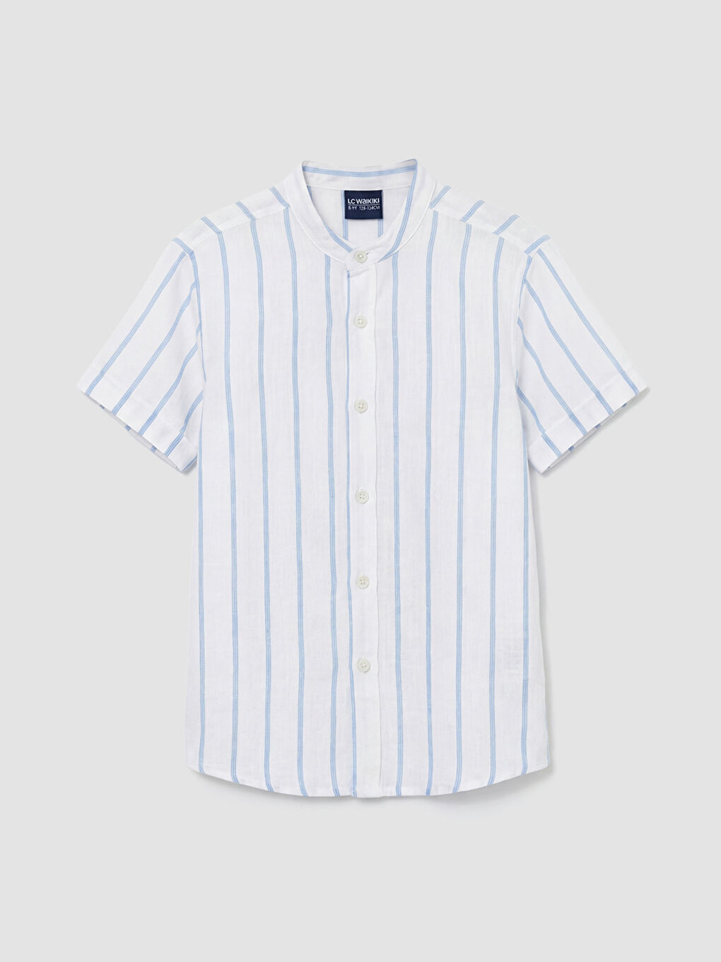 Mavi Hakim Yaka Çizgili Erkek Çocuk Gömlek